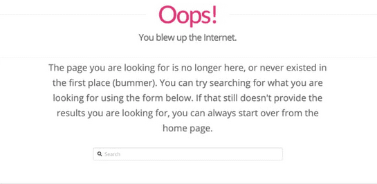 404 contoh halaman kesalahan dari desain situs web moxie