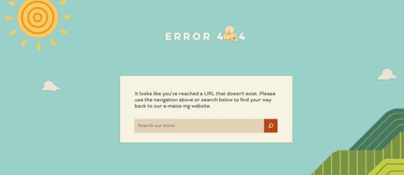404 contoh halaman kesalahan dari situs web pipcorn
