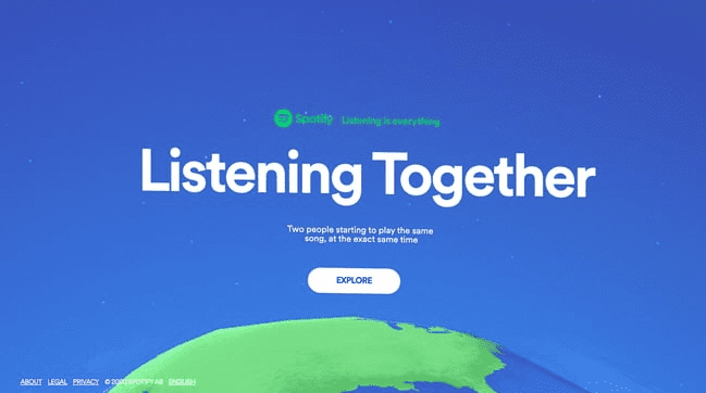 contoh situs mikro: beranda spotify mendengarkan bersama