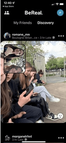 umpan yang menampilkan gambar orang-orang di ponsel mereka di BeReal